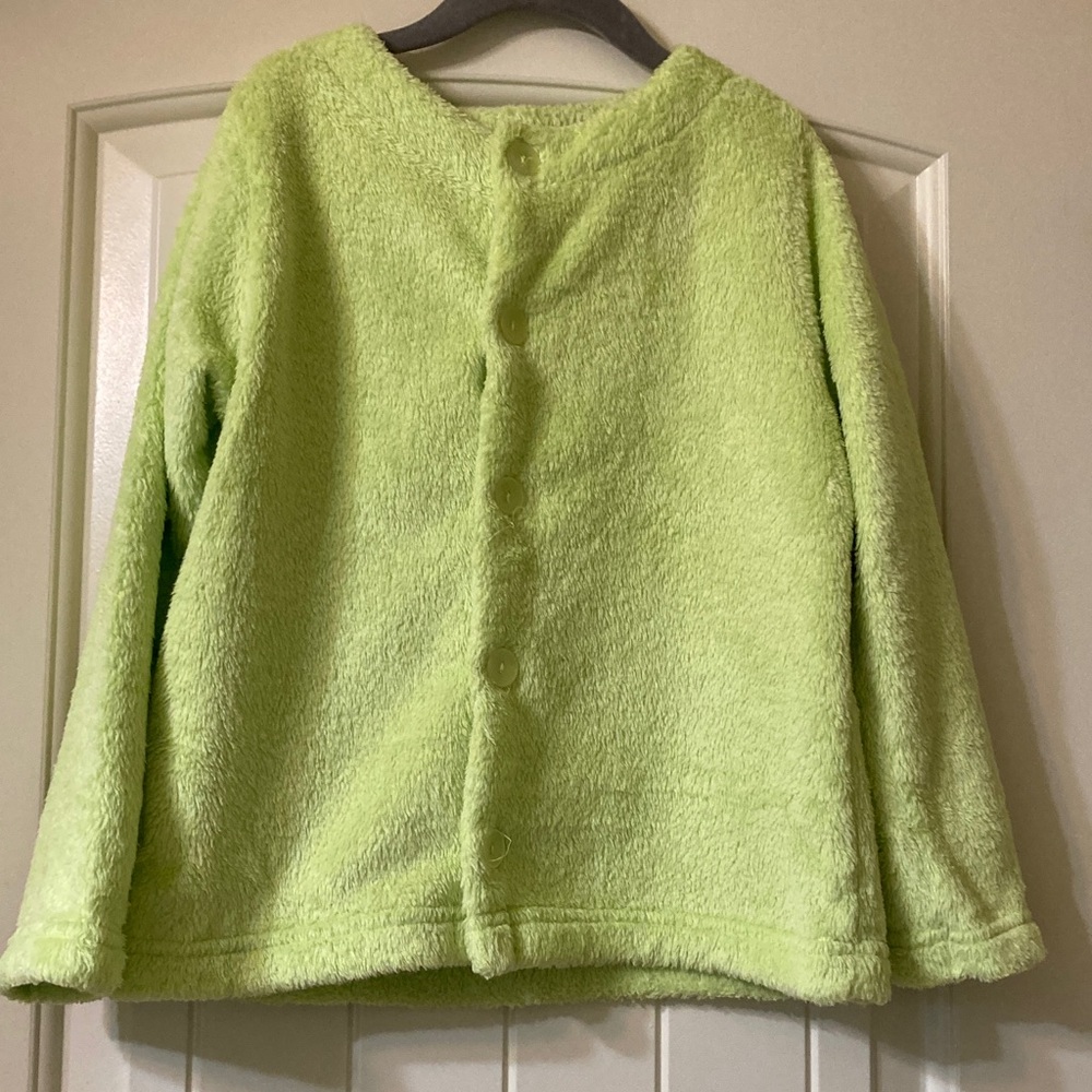 Patsy Aiken Lime Green Button-Up Fleece Jacket